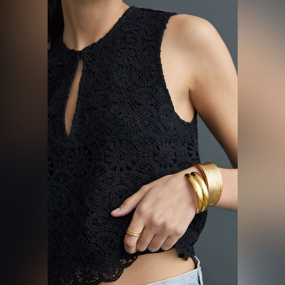 NWT Anthropologie Maeve Solid Eyelet Crochet Top